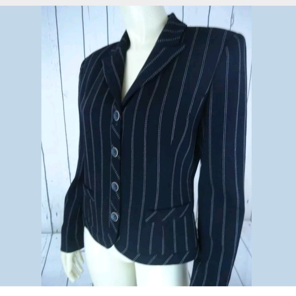 Carlisle Blazer 4 Black Wool Poly Stretch Pinstrip - Picture 6 of 6